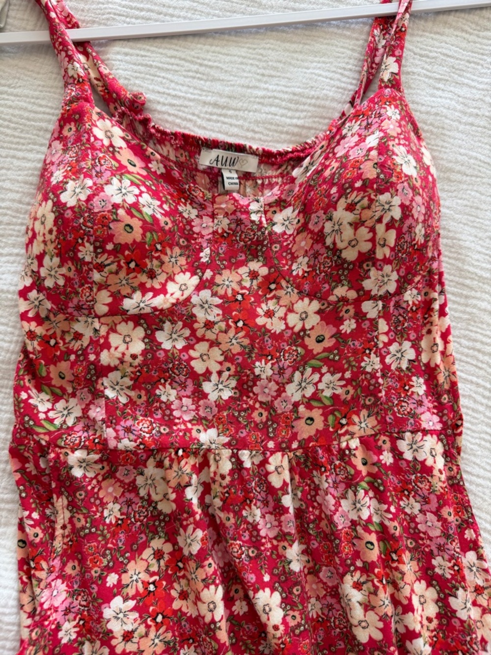AUW Red and White Floral Sundress - Picture 2 of 5